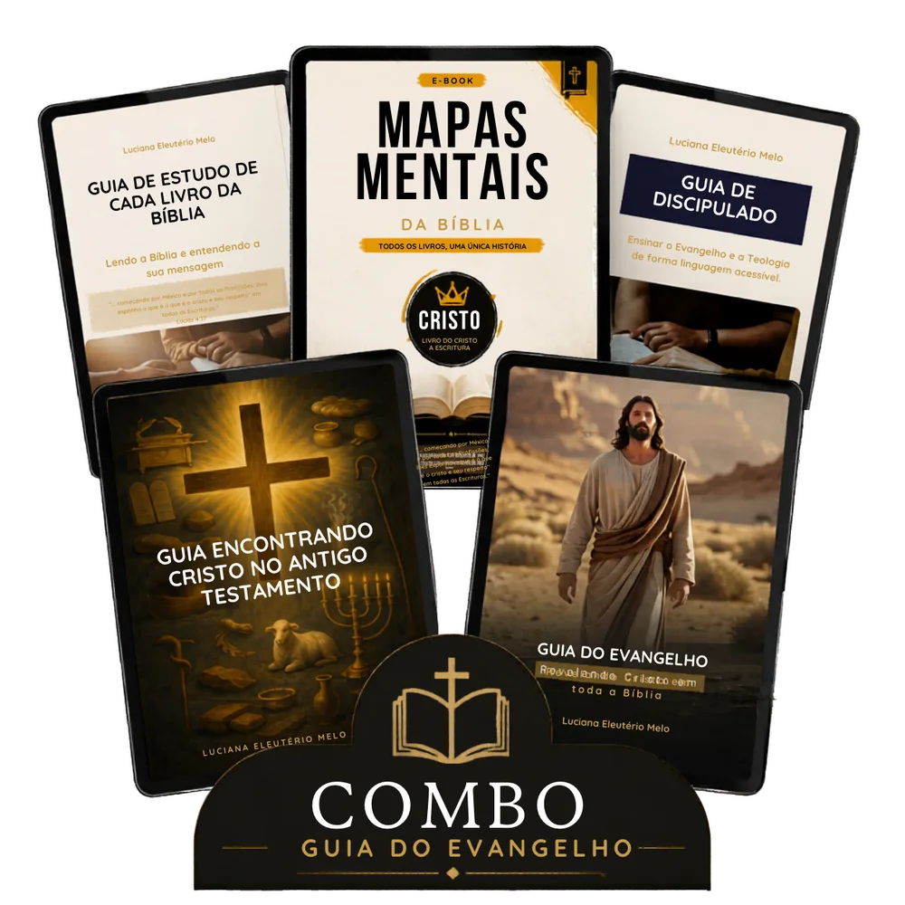 Os 5 materiais do Combo Guia do Evangelho em tablets